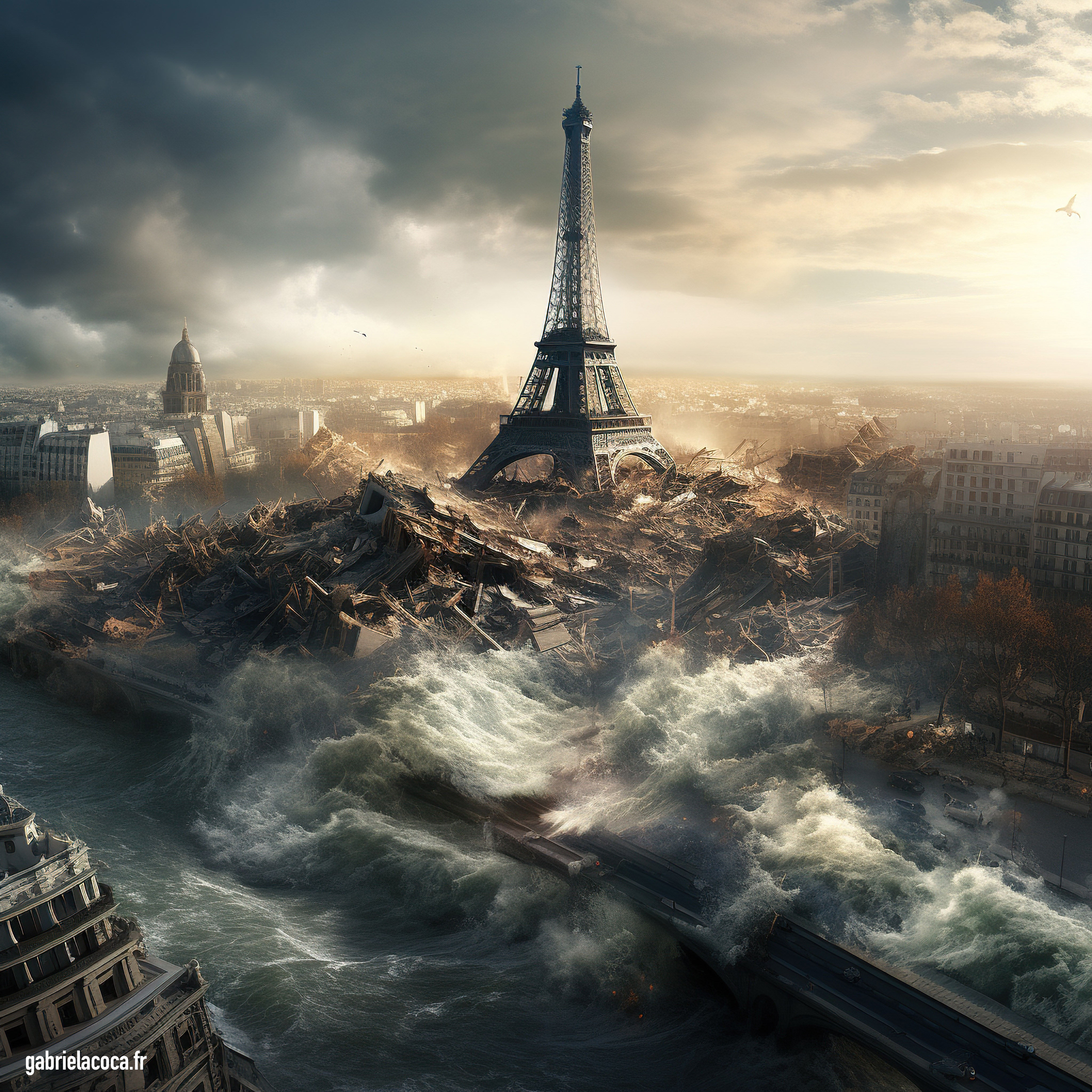 tsunami over paris - deep fake