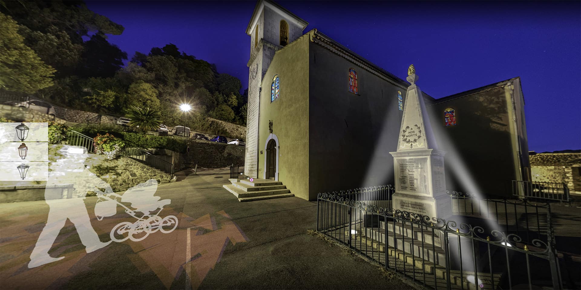 Simulation d’éclairage architectural sur l’église de Villeneuve-Loubet