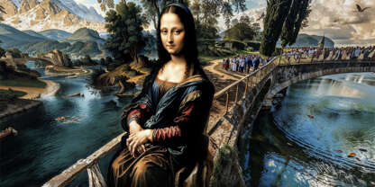 Mona Lisa et Léonardo da Vinci 360 view panoramic