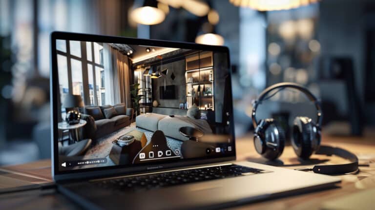 Visioconférence visite virtuelle - accompagnement client à distance dans un espace 360