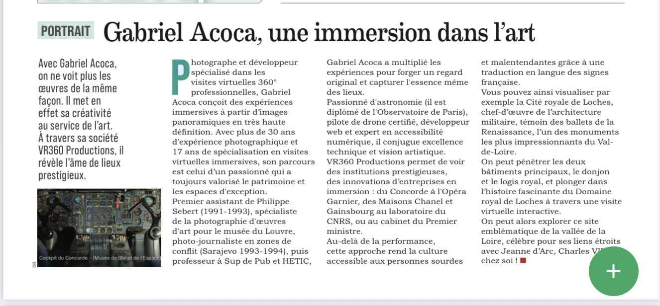 Visite virtuelle 360 presse ActuJ Gabriel Acoca