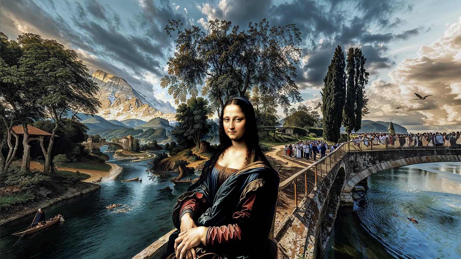 Léonard de Vinci peignant Mona Lisa — reconstitution IA en 360°