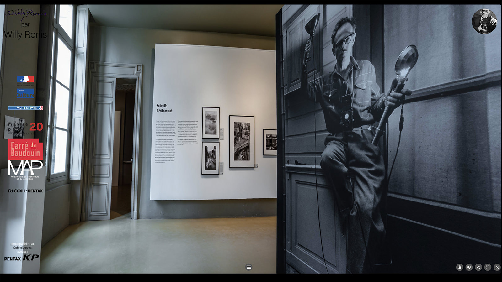 Visite virtuelle exposition Willy Ronis — Cliquez pour explorer la photographie humaniste française en 360°