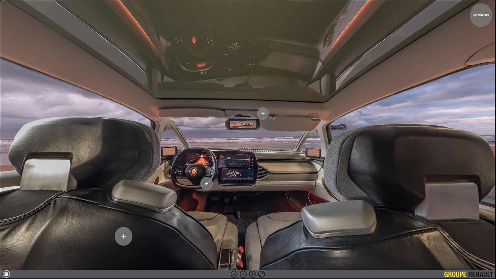 Visite virtuelle Renault Symbioz Concept — habitacle futuriste conduite autonome 360°